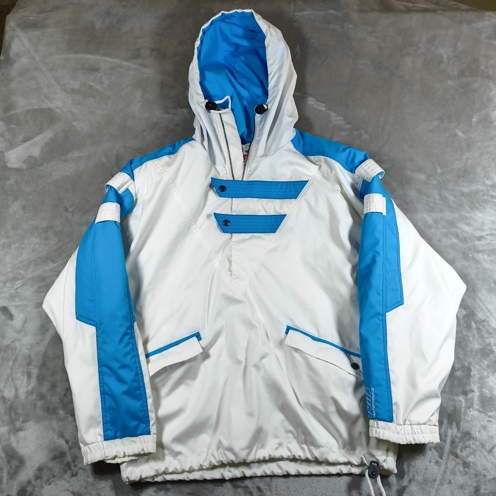 Vintage Nils Ski Jacket Womens Large White Blue Colorblock Anorak Pullover‎ 90s